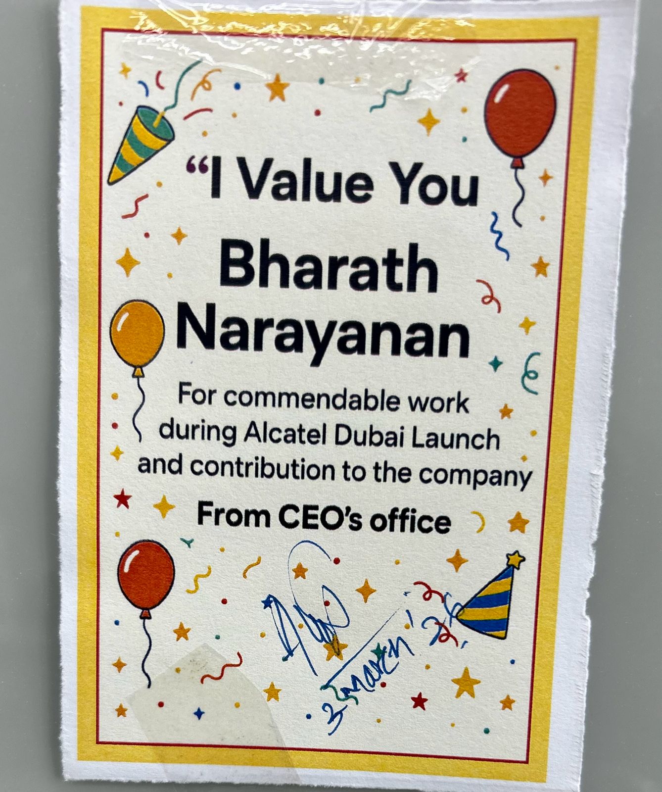 CEO Appreciation Letter
