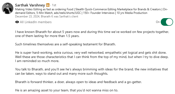 Recommendation &ndash; Sarthak Varshney